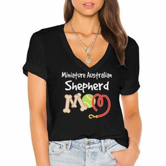 Miniature Australian Shepherd Mom Dog Gift Women's Jersey Short Sleeve Deep V-Neck Tshirt | Mazezy