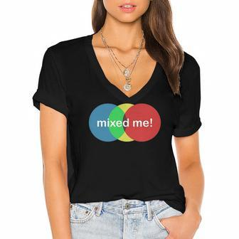 Mixed Me Funny Colors Colouring Women's Jersey Short Sleeve Deep V-Neck Tshirt | Mazezy