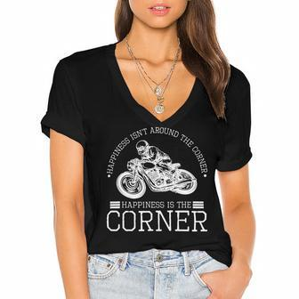 Motorcycle Motorbike Two Wheeler 491 Shirt Women's Jersey Short Sleeve Deep V-Neck Tshirt | Favorety