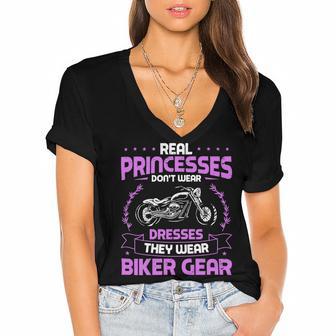 Motorcycle Real Princesses Wear Biker 483 Shirt Women's Jersey Short Sleeve Deep V-Neck Tshirt | Favorety CA