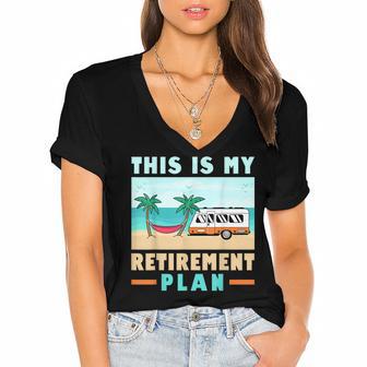 Motorhome Rv Camping Camper This Is My Retirement Plan V2 Women's Jersey Short Sleeve Deep V-Neck Tshirt - Seseable