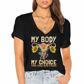 My Body My Choice Pro Choice Feminist Women Rights Support Women's Jersey Short Sleeve Deep V-Neck Tshirt | Mazezy