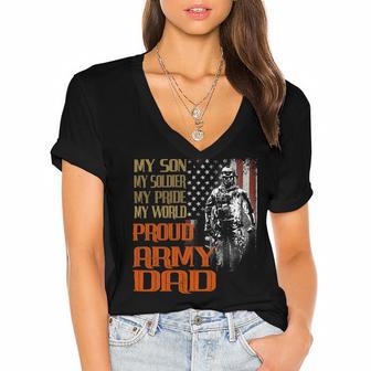 My Son Is A Soldier Hero Proud Army 708 Shirt Women's Jersey Short Sleeve Deep V-Neck Tshirt | Favorety CA