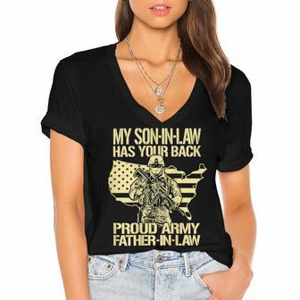 My Soninlaw Has Your Back Proud Army 688 Shirt Women's Jersey Short Sleeve Deep V-Neck Tshirt | Favorety DE