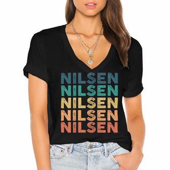 Nilsen Name Shirt Nilsen Family Name V4 Women's Jersey Short Sleeve Deep V-Neck Tshirt - Monsterry UK