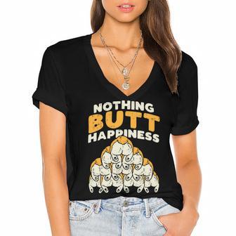 Nothing Butt Happiness Funny Welsh Corgi Dog Pet Lover Gift V3 Women's Jersey Short Sleeve Deep V-Neck Tshirt - Monsterry DE