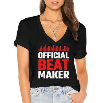 Official Beat Maker Audio Music Producer Hip Hop Women's Jersey Short Sleeve Deep V-Neck Tshirt | Mazezy