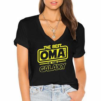 Oma In The Galaxy Copy Png Women's Jersey Short Sleeve Deep V-Neck Tshirt | Mazezy