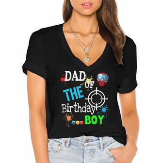 Paintball Birthday Matching Family Set Outfit Women's Jersey Short Sleeve Deep V-Neck Tshirt | Mazezy