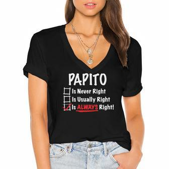 Papito Is Always Right Funny Gift Women's Jersey Short Sleeve Deep V-Neck Tshirt | Mazezy