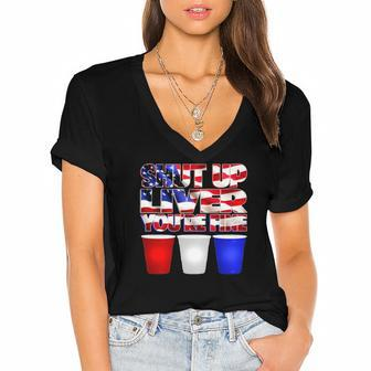 Patriotic Shut Up Liver Youre Fine Usa Women's Jersey Short Sleeve Deep V-Neck Tshirt | Mazezy