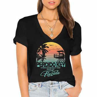Perdido Key Florida Beach Vacation Women's Jersey Short Sleeve Deep V-Neck Tshirt | Mazezy