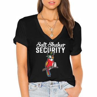 Pirate Parrot I Salt Shaker Security Women's Jersey Short Sleeve Deep V-Neck Tshirt | Mazezy
