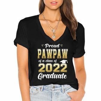 Proud Pawpaw Of A Class Of 2022 Graduate Senior Women's Jersey Short Sleeve Deep V-Neck Tshirt | Mazezy