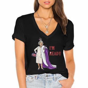 Queens Platinum Jubilee V3 Women's Jersey Short Sleeve Deep V-Neck Tshirt | Favorety DE