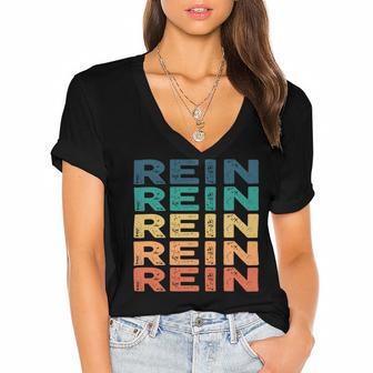 Rein Name Shirt Rein Family Name Women's Jersey Short Sleeve Deep V-Neck Tshirt - Monsterry AU