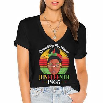 Remembering My Ancestors Juneteenth 1865 Independence Day   Women's Jersey Short Sleeve Deep V-Neck Tshirt