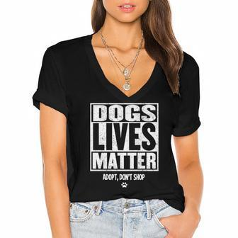 Rescue Dog Dogs Paw Veterinarian Vet Tech Gift Women's Jersey Short Sleeve Deep V-Neck Tshirt | Mazezy