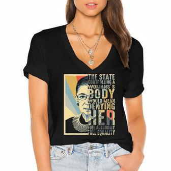 Ruth Bader Ginsburg My Body My Choice Rbgfor Women Women's Jersey Short Sleeve Deep V-Neck Tshirt | Mazezy