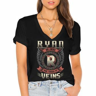 Ryan Blood Run Through My Veins Name V3 Women's Jersey Short Sleeve Deep V-Neck Tshirt - Seseable