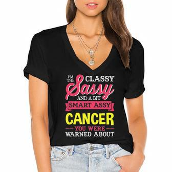 Sassy Cancer Birthday Gifts Zodiac Sign Costume Women's Jersey Short Sleeve Deep V-Neck Tshirt | Mazezy