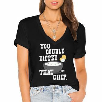 Seinfeld You Double-Dipped That Chip Women's Jersey Short Sleeve Deep V-Neck Tshirt | Mazezy