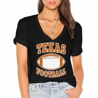 Texas Football Football Ball Sport Lover Women's Jersey Short Sleeve Deep V-Neck Tshirt | Mazezy