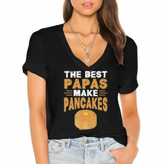 The Best Papas Make Pancakes Women's Jersey Short Sleeve Deep V-Neck Tshirt | Mazezy