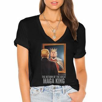 The Return Of The Great Maga King Anti Women's Jersey Short Sleeve Deep V-Neck Tshirt - Monsterry