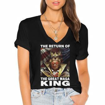 The Return Of The Great Maga King Shirt Women's Jersey Short Sleeve Deep V-Neck Tshirt - Monsterry DE