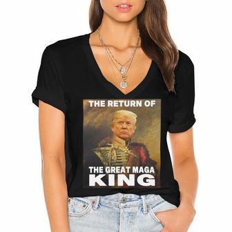 The Return Of The Great Maga King Women's Jersey Short Sleeve Deep V-Neck Tshirt - Monsterry DE