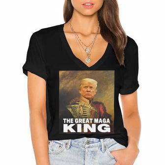 The Return Of The Great Maga King Women's Jersey Short Sleeve Deep V-Neck Tshirt | Favorety UK