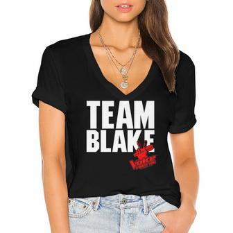The Voice Blake Team Women's Jersey Short Sleeve Deep V-Neck Tshirt | Mazezy