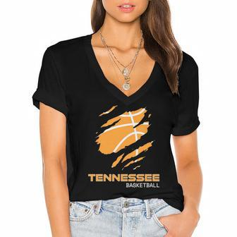 The Volunteer State Fan Tennesseean Tennessee Basketball Women's Jersey Short Sleeve Deep V-Neck Tshirt | Mazezy