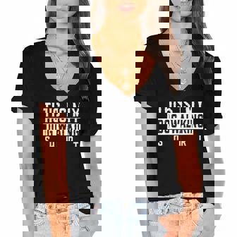 This Is My Dog Walking Dog Lover Popular Funny Quote Women's Jersey Short Sleeve Deep V-Neck Tshirt | Mazezy