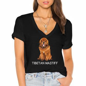 Tibetan Mastiff Crazy Dog Lover Women's Jersey Short Sleeve Deep V-Neck Tshirt | Mazezy