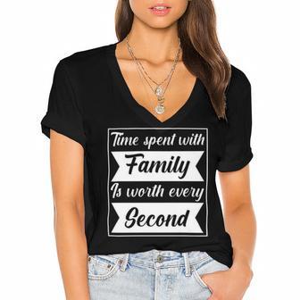 Time Spent With Family Is Worth Every Second 90 Trending Shirt Women's Jersey Short Sleeve Deep V-Neck Tshirt | Favorety