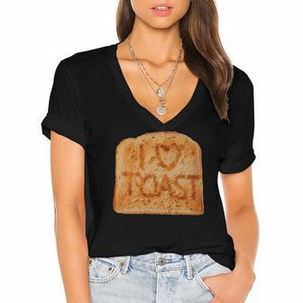 Toasted Slice Of Toast Bread Women's Jersey Short Sleeve Deep V-Neck Tshirt | Mazezy