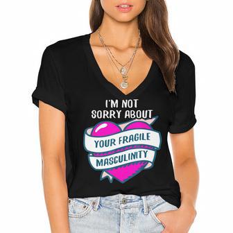 Too Clumsy To Be Around Fragile Masculinity 215 Shirt Women's Jersey Short Sleeve Deep V-Neck Tshirt | Favorety AU