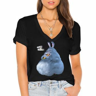 Tranz A Tronz Chubby Rabbit Women's Jersey Short Sleeve Deep V-Neck Tshirt | Mazezy