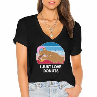 Two In The Pink One In The Stink Donut Two Coot One Boot Women's Jersey Short Sleeve Deep V-Neck Tshirt | Mazezy
