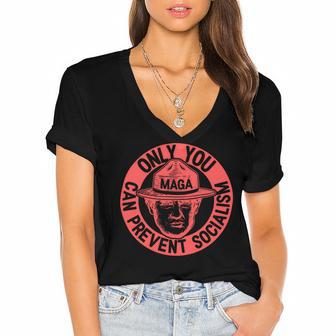 Ultra Maga 2024 Only You Can Prevent Socialism We The People 1776 2022 Red Women's Jersey Short Sleeve Deep V-Neck Tshirt | Favorety CA