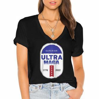 Ultra Maga 4Th Of July Raglan Baseball Tee Women's Jersey Short Sleeve Deep V-Neck Tshirt | Mazezy