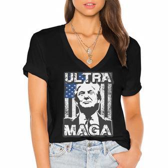 Ultra Maga And Proud Of It V26 Women's Jersey Short Sleeve Deep V-Neck Tshirt | Favorety