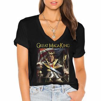 Ultra Maga Great Maga King Shirt Great Maga King Trump 2024 Women's Jersey Short Sleeve Deep V-Neck Tshirt | Favorety CA