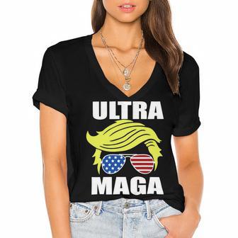 Ultra Maga Joe Biden Pro Trump Gift Women's Jersey Short Sleeve Deep V-Neck Tshirt | Favorety CA