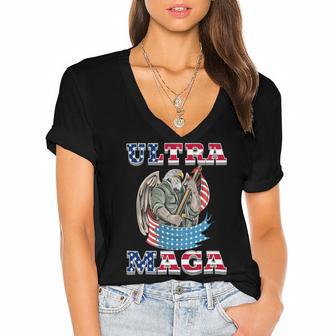 Ultra Maga Tshirts Women's Jersey Short Sleeve Deep V-Neck Tshirt | Favorety AU