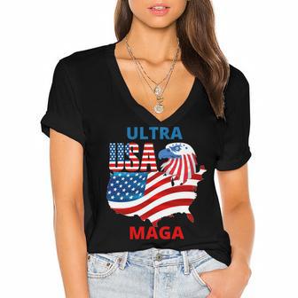 Ultra Maga Ultra Maga Funny Women's Jersey Short Sleeve Deep V-Neck Tshirt | Favorety UK