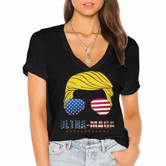 Ultra Maga Usa Maga Make America Great Again Women's Jersey Short Sleeve Deep V-Neck Tshirt | Favorety CA