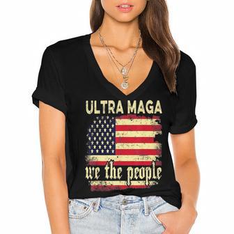 Ultra Maga We The People Vintage Women's Jersey Short Sleeve Deep V-Neck Tshirt | Favorety UK